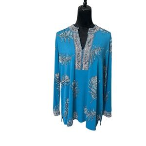 Charter Club Woman Peacock Blue Tunic Blouse 2X
